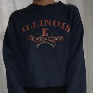 ILLINOIS Vintage Navy Blue Varsity Crew Neck - Med